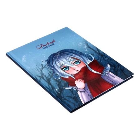 Universal diary for grades 1-11 anime scarf, solid cover, glossy lamination, cheat sheet, 48 sheets-1