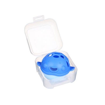 Silicone teether for teeth with a rattle "Fish", in the case, blue color, crumb I-2