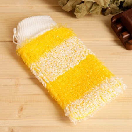 Knitted washcloth "Mitten. Strip", mix, 23x12cm-4