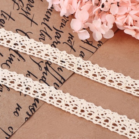 Knitted lace, 15 mm × 15 ± 1 m, beige color-1