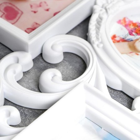 Photo frame plastic in 6 photos 10x15, 12x12 cm "curls" white 31.5x53 cm-2