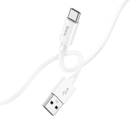 Hoco X87, Type -C cable - USB, 3 A, 1 m, silicone braid, white