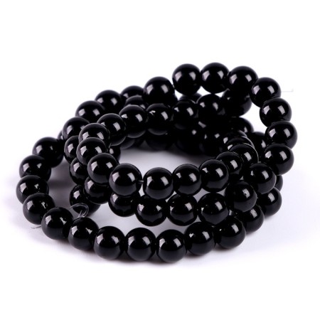 Beads made of natural stone "Black Agat" set 60 pcs., Size 1 pc. - 6 mm-2