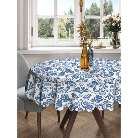 The tablecloth “Birds from Gzhel”, round, Saten, d = 150 cm