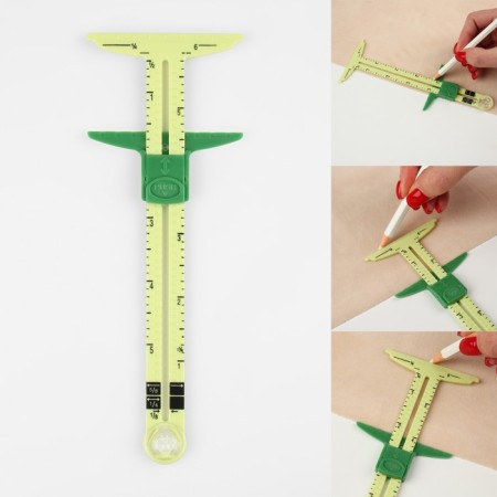 The ruler is multifunctional, for patchwork, 21 × 8 cm, yellow/green color-1