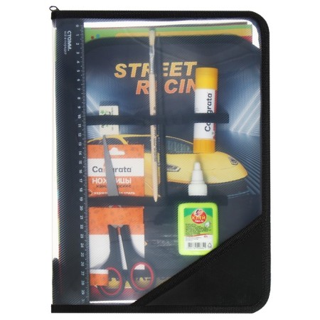 Labor folder A4, 325 x 230 x 25 mm, lightning around, folding bar, plastic, PTR-1 "car", with a filling of 10 items