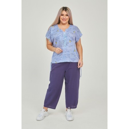 Female blouse, size 52, blue-white color-1
