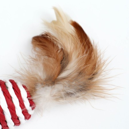 A toy for cats "Mouse-Greasure", 7 cm, white-red-3