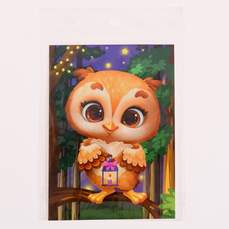 Application with rhinestones for children "Owl", A6, a set for creativity-3
