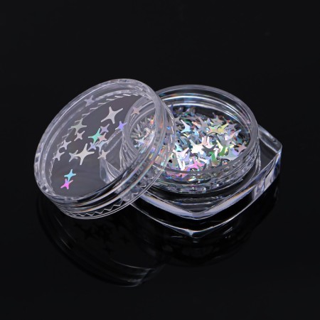 Sequins for the decor "Star Night", holographic, silver color-5