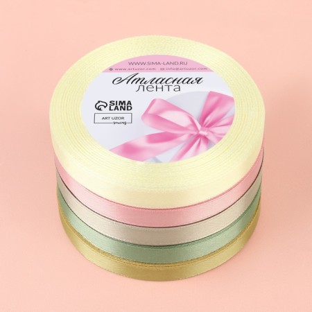 A set of satin ribbons "Warm Day", 5 pcs, size 1 tape: 10 mm × 23 ± 1 m-2