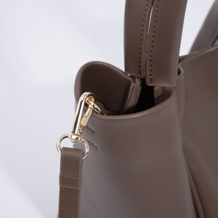 Bag Women's Tout with zipper, brown color-5