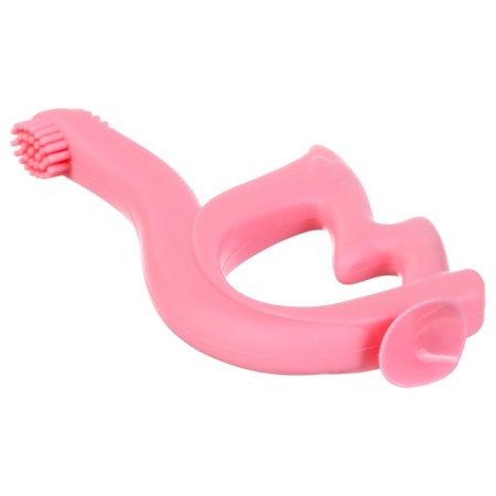 Silicone teether "swan", pink color, crush me-4