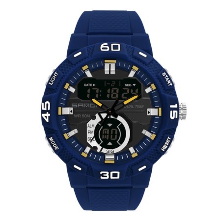 Electronic watches, D-4.9 cm, alarm clock, Caledar, silicone strap, blue