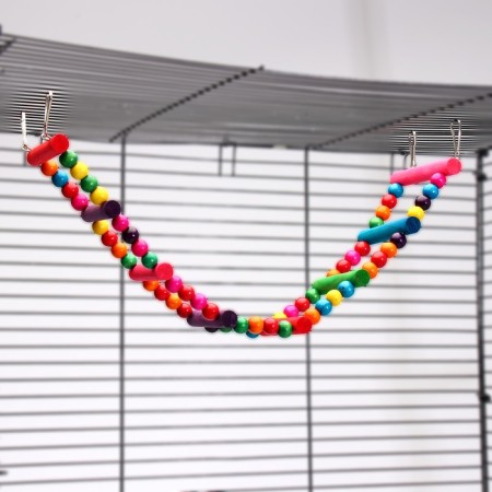 Toy for birds "ladder with beads" 8 steps, mix of flowers-3
