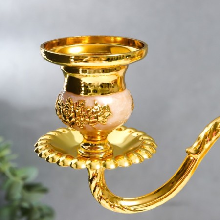 Summary Metal for 3 candles "rosary" gold, white enamel 36.5x31.5x12 cm-4