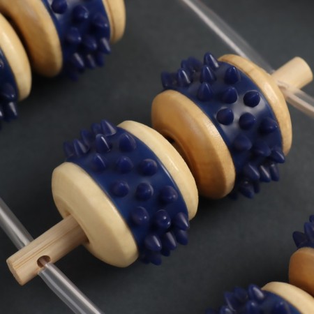 Massaging for the back, 9 links, wooden, with spikes, 84 × 7.5 × 3 cm-3