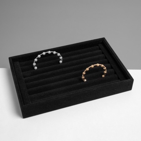 Stand for rings 7 stripes, 22.6 × 14.5 × 3.2 cm, color black velvet-2