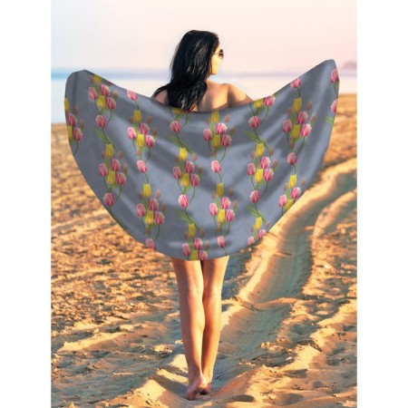 Pareo and beach rug "Spring flowers", d = 150 cm