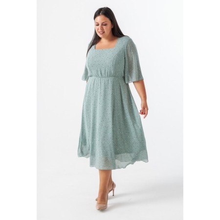 Women's dress, size 58, light green color-5