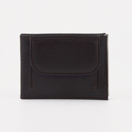 Building for bills with a metal holder, a department for cards, an outer pocket, brown color-1