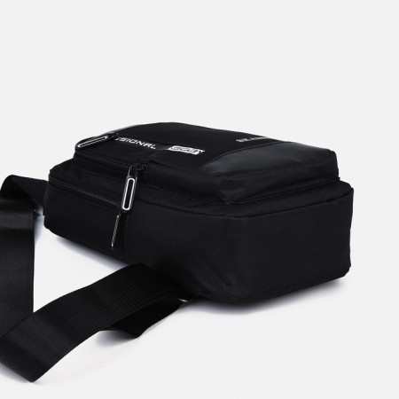 Male sling bag from textiles, black color-5