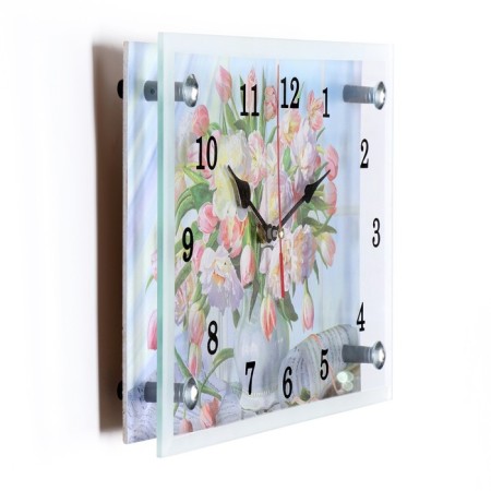 Carty clock is wall-mounted, interior "flowers in a vase", silent, 30 x 20 cm-1