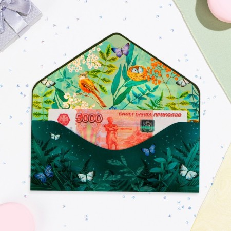The envelope "On Birthday!" Cutting, congregation, embossing, bird-1