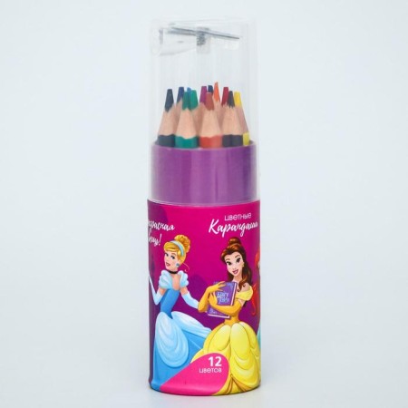 Colored pencils in a tube, 12 colors, trihedral, princesses-1