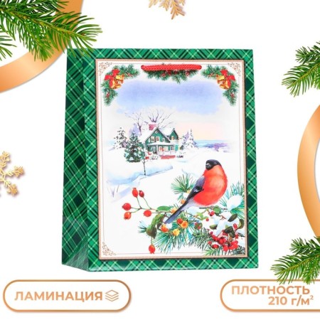 Gift package "Bullfinch on a branch", 18 x 22.3 x 10 cm