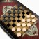 Backgammon "red pattern", wooden board 40 x 40 cm, with a field for playing checkers