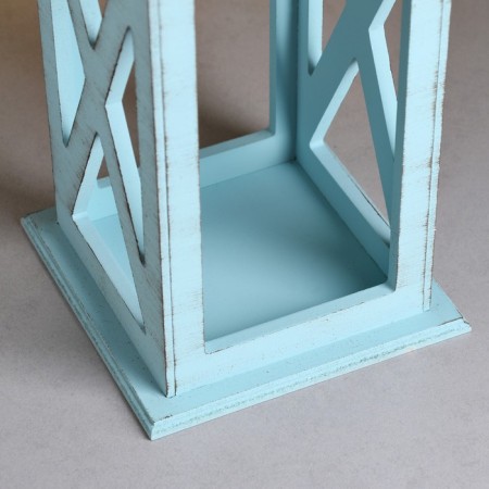 Kashpo wooden "Lantern. Provence" 17x17x31 cm, gray-blue-3