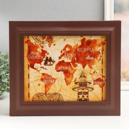 Key closed "World Map" 26.5x31.5 cm nut