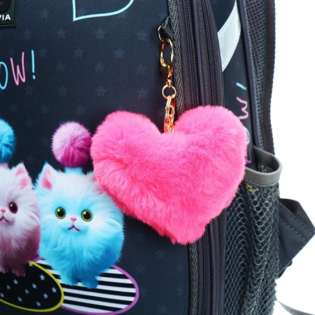School backpack 38 x 30 x 16 cm, ergonomic back, Stavia "Fluffy", gray-9