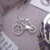 Broach "Bicycle", Rainbow color in silver
