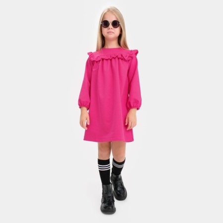 Платье для девочки с рюшей KAFTAN "Basic line", размер 30 (98-104), цвет фуксия-1