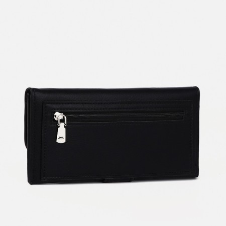 Women's wallet on fasteners, black color-1