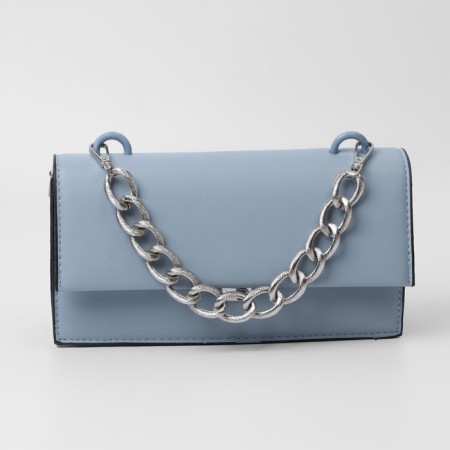 A chain for a bag, with carbines, metal, ribbed, 27 × 20 mm, 30 cm, silver color-3