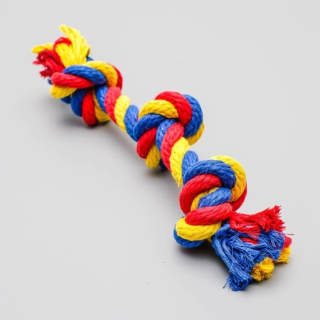 Cable toy "Rope", F16, 3 knots, 33 cm, mix of flowers-1