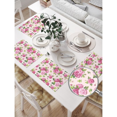 Set of napkins for setting the table "Flower tenderness", rectangular, size 32x46 cm, 4 pcs-1