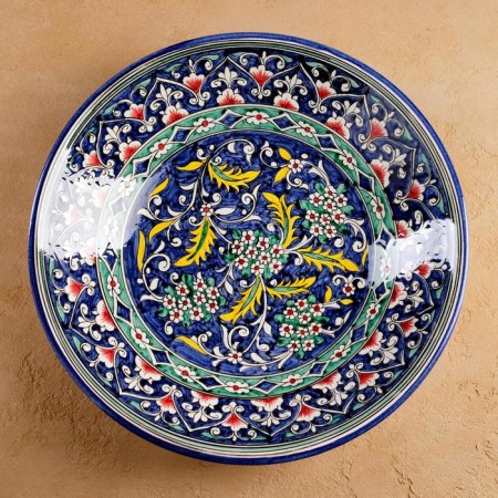 Largan Rishtan ceramics "Flowers", 33 cm, blue