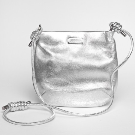 Bag Cross-Body Women's, genuine leather, Ludor silver, 23x6x22 cm
