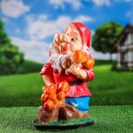 Garden figure "Gnome with mushrooms" Malaya 23x21x39 cm