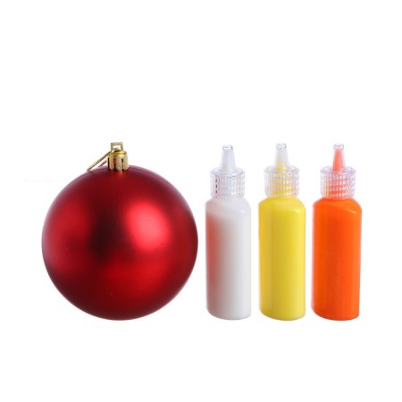 New Year's set for creativity. Christmas ball with stained glass paints "New Year!", Red-4