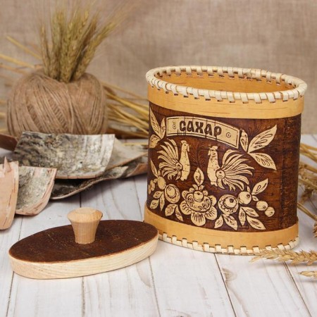 TUES for spices "Birds", sugar, 15x9x14 cm, birch bark-1