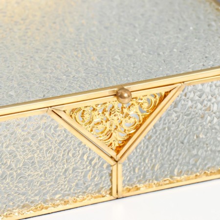 Casket Glass with a metal frame "Openwork insert. Drops" 18.5x14x6.5 cm-1