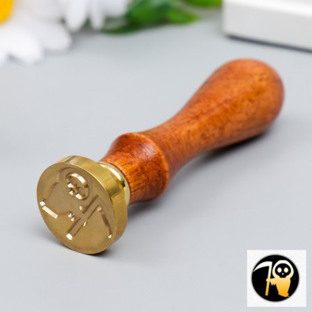 Printing for wax with a wooden handle "Death with a scythe" 9x2.5x2.5 cm