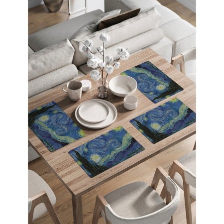 A set of napkins for setting the Star Night table, rectangular, rounded edges, size 30x46 cm, 4 pcs