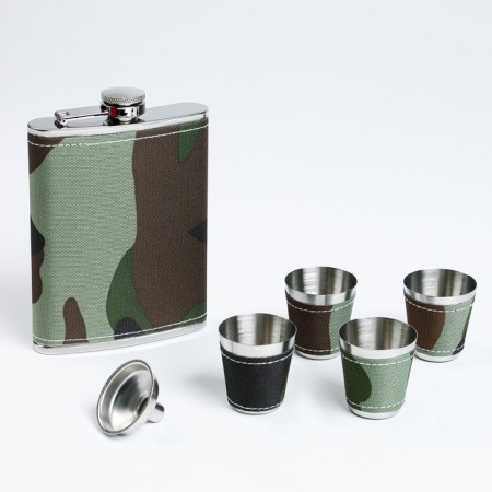 Gift set 6 in 1 "camouflage": flask 240 ml, 4 piles, funnel