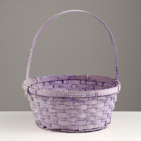 Wicker basket, 26x12/30 cm, bamboo, lilac, pink, mix-1